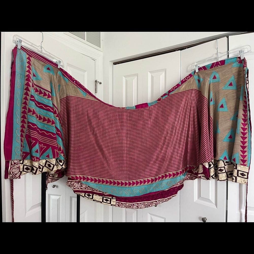 *SOLD* Darn Good Yarn Reversible sari wrap skirt